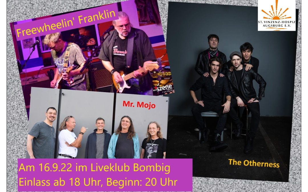 „Music meets Hospiz“: Rock-Konzert am 16.9. / Bands spielen Benefiz-Konzert für den St. Vinzenz-Hospiz Augsburg e.V. im Jubiläumsjahr